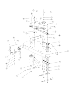Fabricated Deck Spindle Assembly Diagram and Parts List for M60-KH (53AB5BDX150-27-HP)(2003) Cub Cadet Lawn Tractor